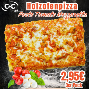 Holzofenpizza Pesto Tomate Mozzarella