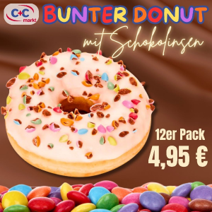 Bunte Donuts mit Schokolinsen