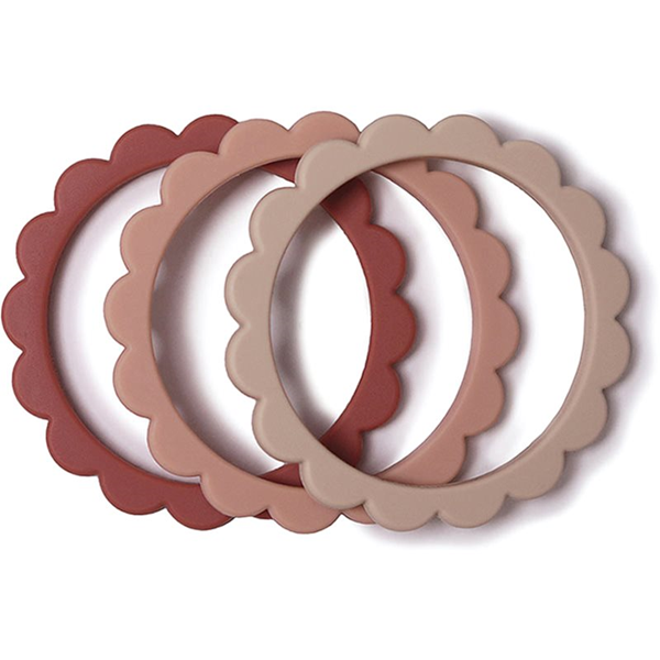 Mushie Blumen Beißringe 3 er Pack rosa
