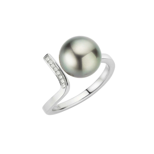 Tahiti Zuchtperl Diamantring SALT´N PEPPER