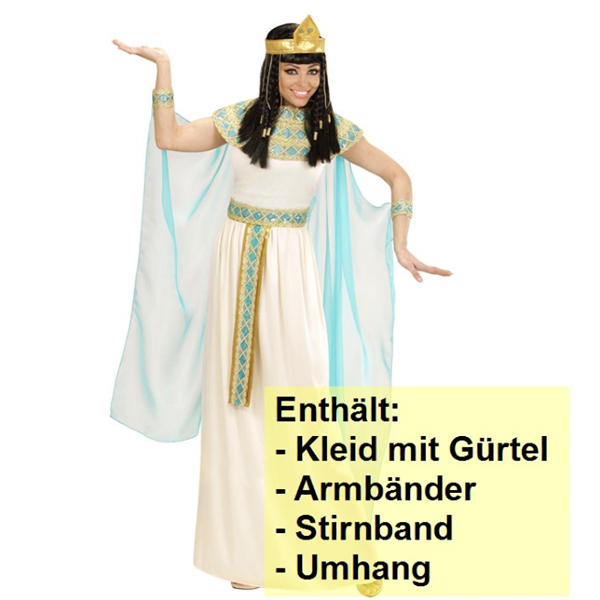 CLEOPATRA (Kleid mit Gürtel, Armbänder, Stirnband, Umhang)